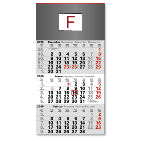 3-Monatskalender für das Folgejahr